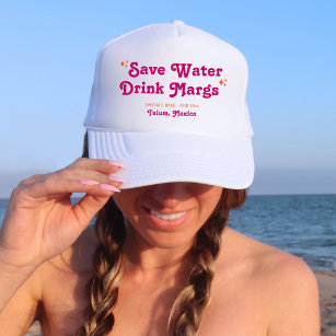 Pink & Orange Sunset Save Water, Drink Margs Trucker Hat
