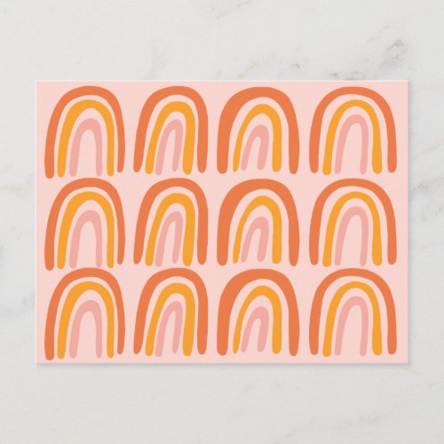 Pink Orange Sweet Rainbow Pattern Postcard