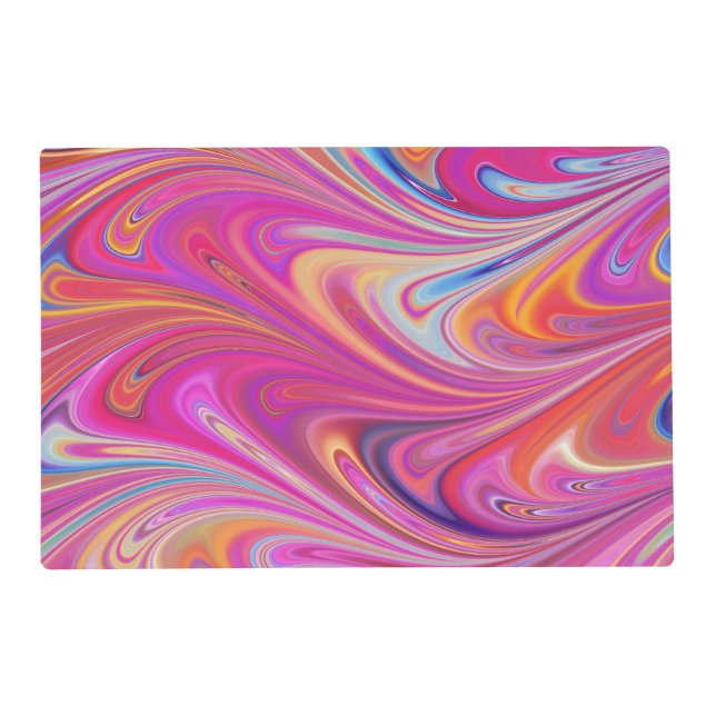 Pink Orange Swirls Groovy Design Placemat (Front)