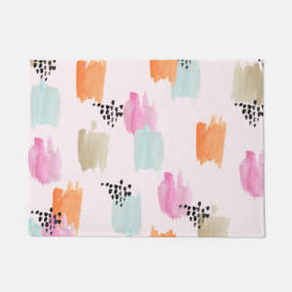 Pink Orange Teal Brush Stroke Door Mat
