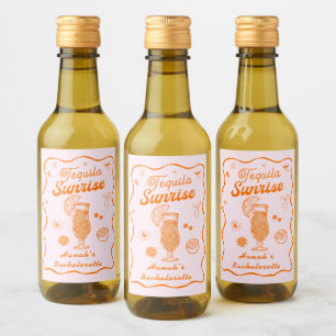 Pink Orange Tequila Sunrise Bachelorette Wine Label