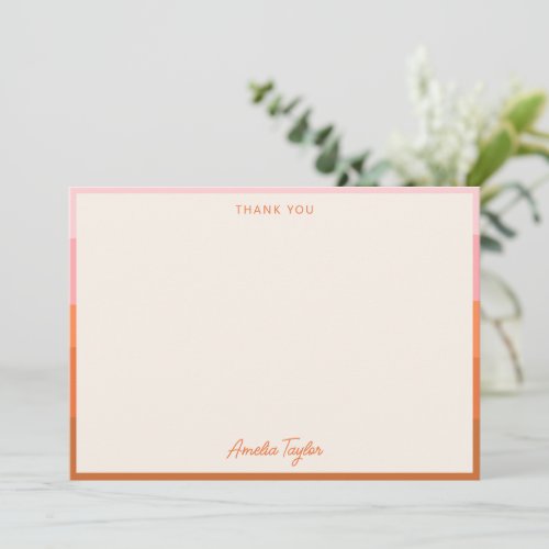 Pink Orange Terracotta Bridal Shower Personalized Thank You Card