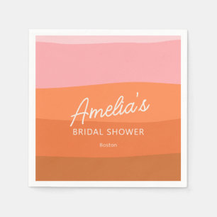 Pink Orange Terracotta Color Block Bridal Shower Napkins