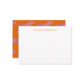 Pink Orange Tiger Personalized Gift Enclosure Note Card