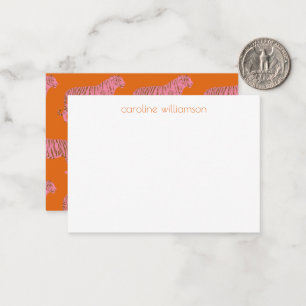 Pink Orange Tiger Personalized Gift Enclosure Note Card