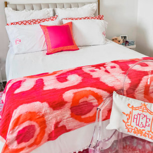 Pink & Orange Tribal Ikat Fleece Blanket