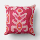 Pink &amp; Orange Tribal Ikat Throw Pillow Large at Zazzle