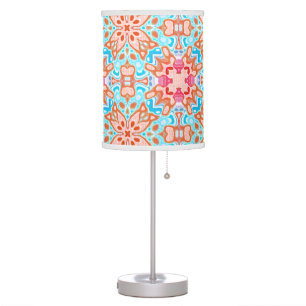 Pink Orange Turquoise Retro Chic Mosaic Pattern Table Lamp