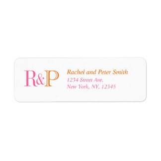 Pink Orange Two Monogram Return Address Labels