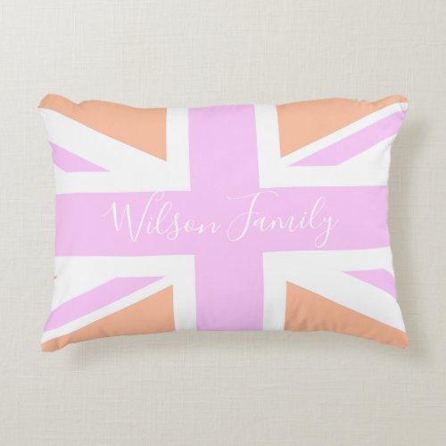 Pink  Orange UK Flag  Union Jack  Personalised Accent Pillow
