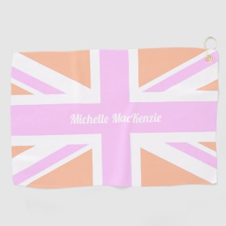 Pink & Orange UK Flag / Union Jack | Personalised Golf Towel