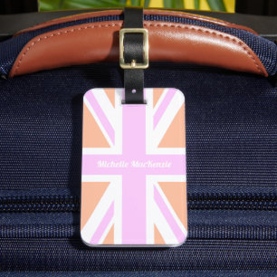 Pink & Orange UK Flag / Union Jack Personalised Luggage Tag