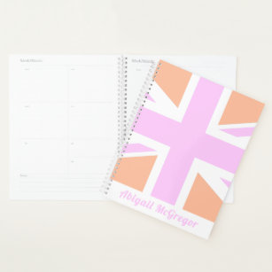Pink & Orange UK Flag / Union Jack   Personalised Planner