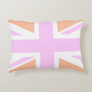 Pink & Orange United Kingdom Flag / Union Jack Accent Pillow