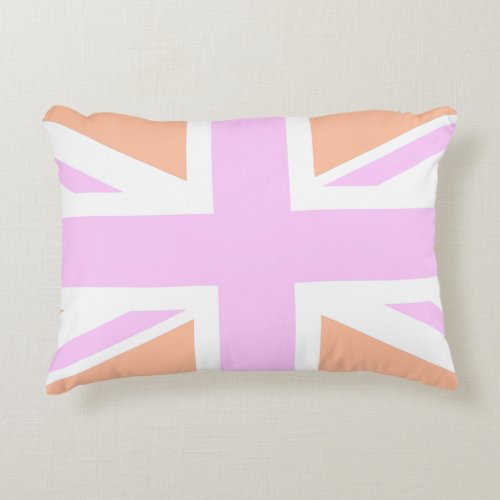 Pink  Orange United Kingdom Flag  Union Jack Accent Pillow
