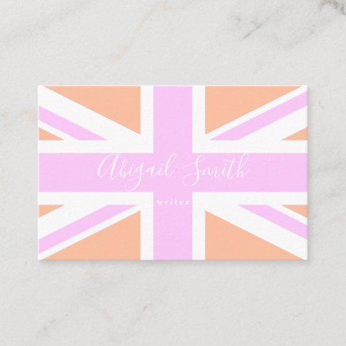 Pink  Orange United Kingdom Flag  Union Jack Business Card