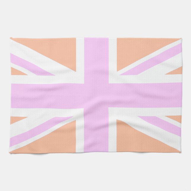 Pink & Orange United Kingdom Flag / Union Jack Kitchen Towel (Horizontal)