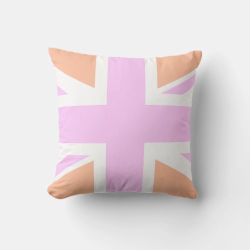 Pink  Orange United Kingdom Flag  Union Jack Throw Pillow