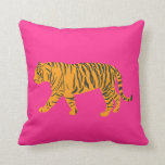 Pink Orange Vibrant Bright Tiger  Throw Pillow<br><div class="desc">A vibrant,  funky and cool tiger design in pink and orange on a throw pillow.</div>