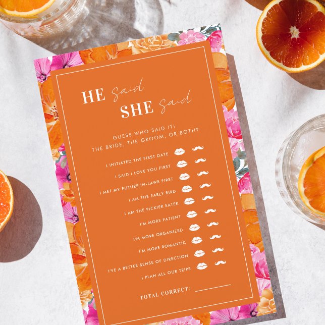 Pink Orange Vibrant Floral He Said She Said Game (Creator Uploaded)