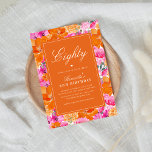 Pink Orange Vibrant Garden 80th Birthday Party Invitation<br><div class="desc">Surprise your friends & family with these elegant birthday party invitations,  featuring pink and orange watercolor floral,  frame & custom text of your choice. Easily add your details by clicking on the "personalize" option.</div>