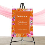 Pink Orange Vibrant Summer Bridal Shower Welcome Foam Board<br><div class="desc">Welcome guests to your bridal shower with this elegant sign,  featuring pink and orange watercolor floral and custom text of your choice. Easily add your own details by clicking on the "personalize" option.</div>