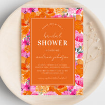 Pink & Orange Vibrant Summer Garden Bridal Shower