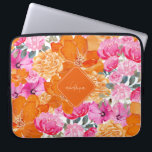 Pink & Orange Vibrant Summer Garden Monogram Bloom Laptop Sleeve<br><div class="desc">This vibrant,  stylish laptop sleeve would be great for both,  personal use or a gift. Easily add the desired name & initial by clicking on the "personalize" option.</div>