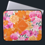 Pink & Orange Vibrant Summer Garden Monogram Bloom Laptop Sleeve<br><div class="desc">This vibrant,  stylish laptop sleeve would be great for both,  personal use or a gift. Easily add the desired name & initial by clicking on the "personalize" option.</div>