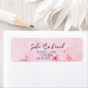 Pink orange watercolor flower label