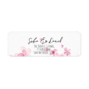 Pink orange watercolor flower label