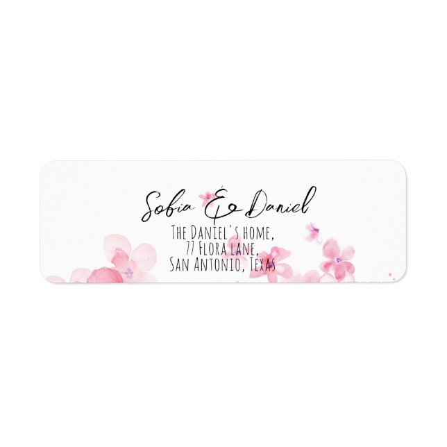 Pink orange watercolor flower label (Front)