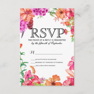 Pink Orange Watercolor Garden RSVP Cards