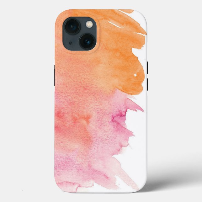 Pink & Orange Watercolor Paint Spill Phone Case (Back)