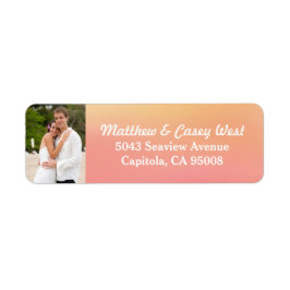 Pink Orange Watercolor Wash Beach Photo Label