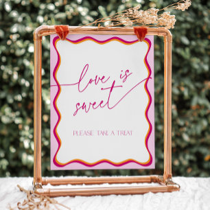 Pink Orange Wavy Border Love is Sweet Take a Treat Foam Board