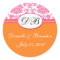 Pink Orange Wedding Monogram Damask Seal