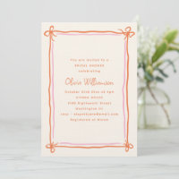 Pink Orange Whimsical Ribbon Bow Bridal Shower