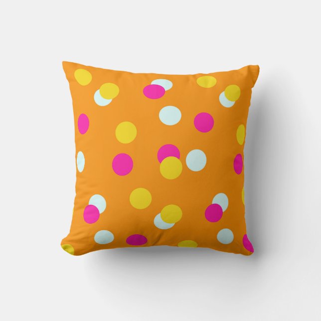 Pink Orange White and Yellow Dot throw pillow (Front)