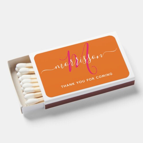 Pink Orange White Fall Wedding Favor Matchboxes