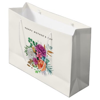 Pink  Orange & White Roses Bouquet Mother's Day Large Gift Bag by Mirribug at Zazzle