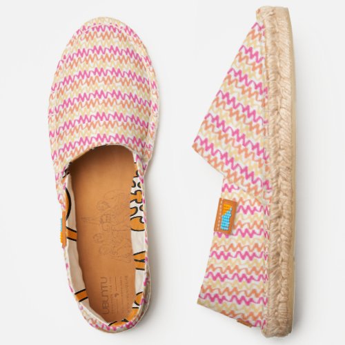 Pink Orange White Wiggle Stripes Boho Espadrilles