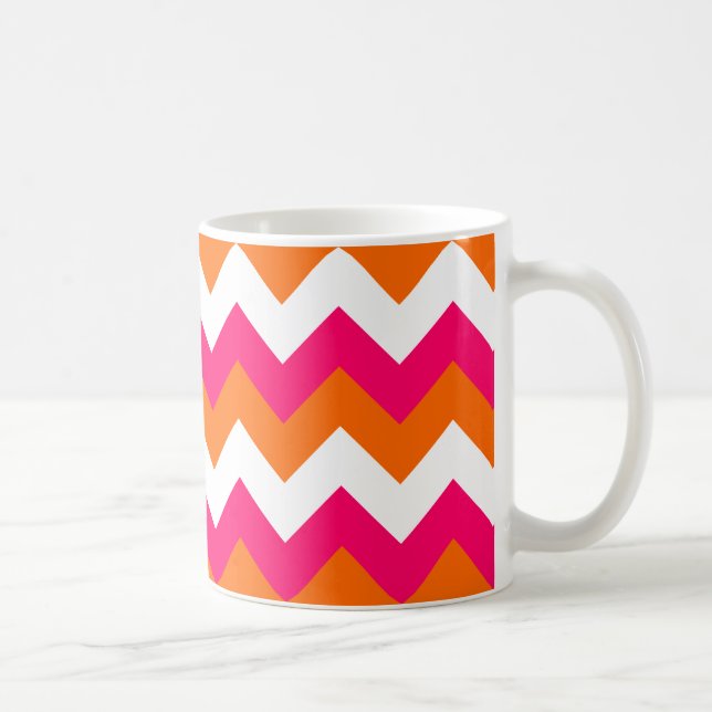 Pink Orange White Zigzag Coffee Mug (Right)