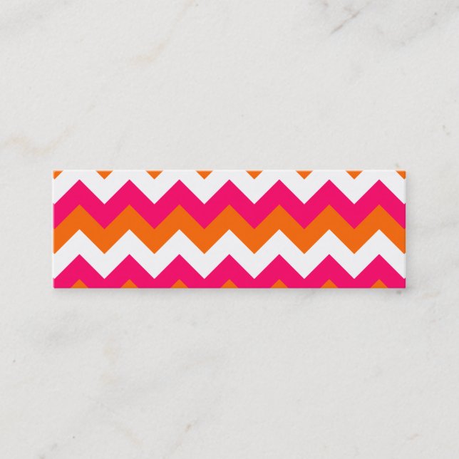 Pink Orange White Zigzag Mini Business Card (Front)