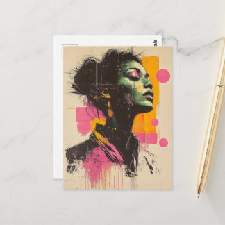 Pink Orange Woman Postcard