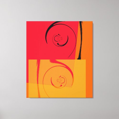 Pink orange yellow black retro art deco canvas print