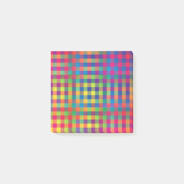 Pink Orange Yellow Checker Patchwork Pattern Post-it Notes (Front)