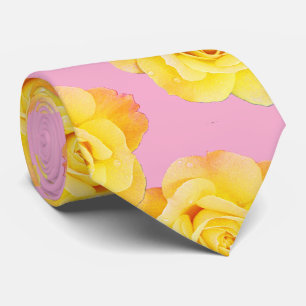 Pink Orange Yellow Floral Rose Modern Colorful Neck Tie