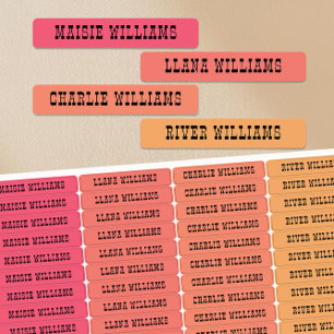 Pink Orange Yellow Girls Western Font Waterproof Kids' Labels