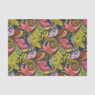Pink Orange Yellow Green Purple Flowers And Swirl Tissue Paper